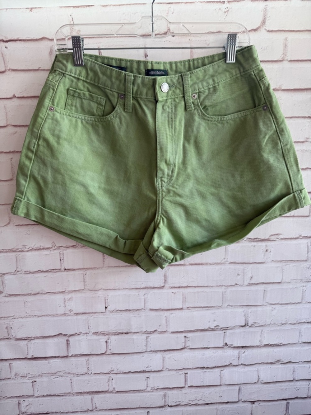 wild fable High-Waist Green Denim Shorts